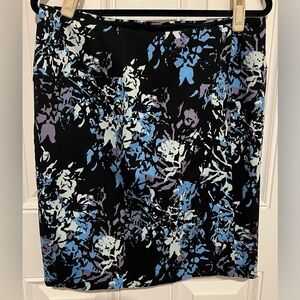 New! Lysse’ Women’s Pencil Skirt Floral Stretch Black Blue White Purple Lined XL